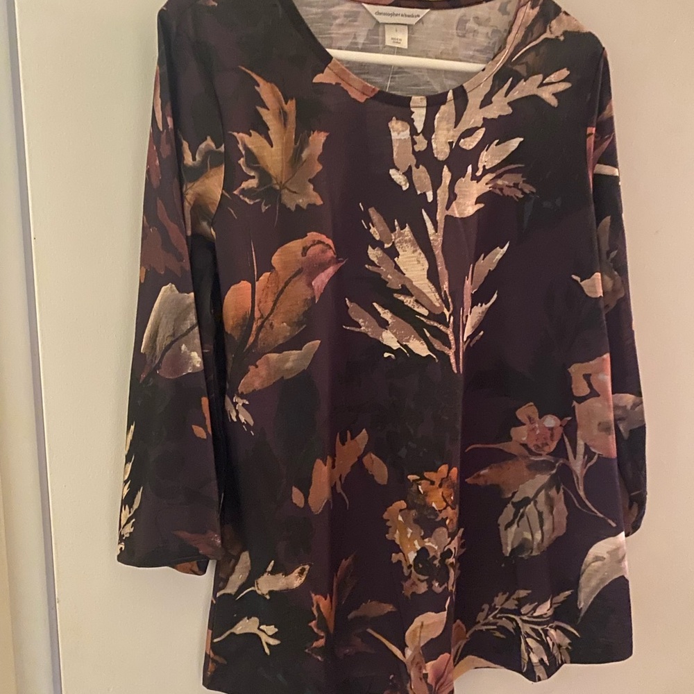 Christopher & Banks Dark Floral Blouse